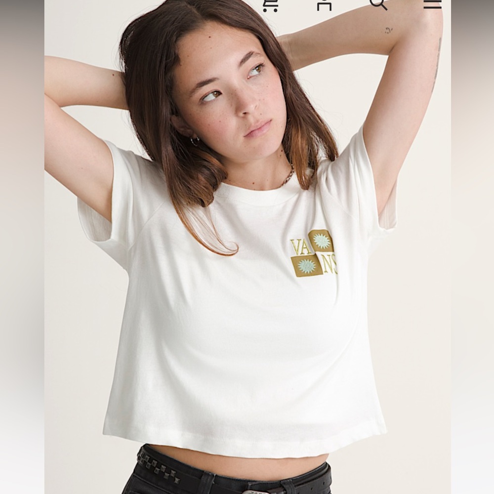 Vans cotton White Cropped Tee with Olive Graphic - Women